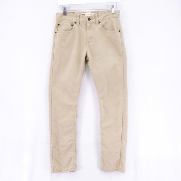 DAMAGED Levi's 511 Slim Tan Denim Jeans -16R- 28 /‎ 28.5 Boys Cotton Polyester - Picture 1 of 10